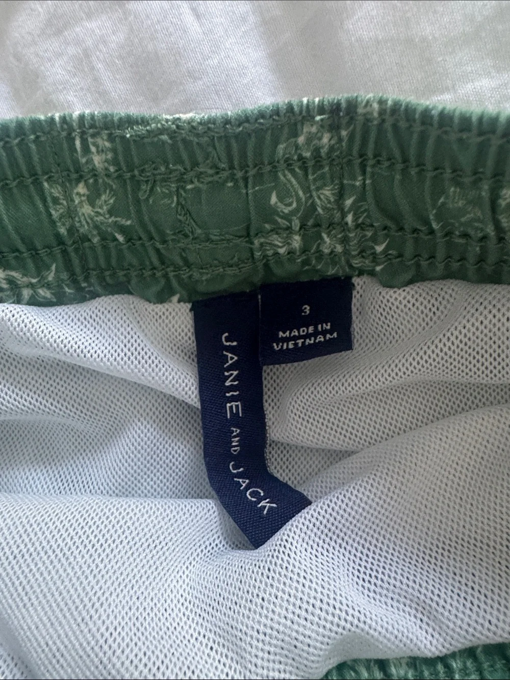 Janie and Jack Green Tropical Animal Print Swim Trunks